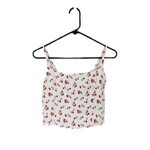 Abercrombie & Fitch Cherry Print Cropped Square Neck Tank Top